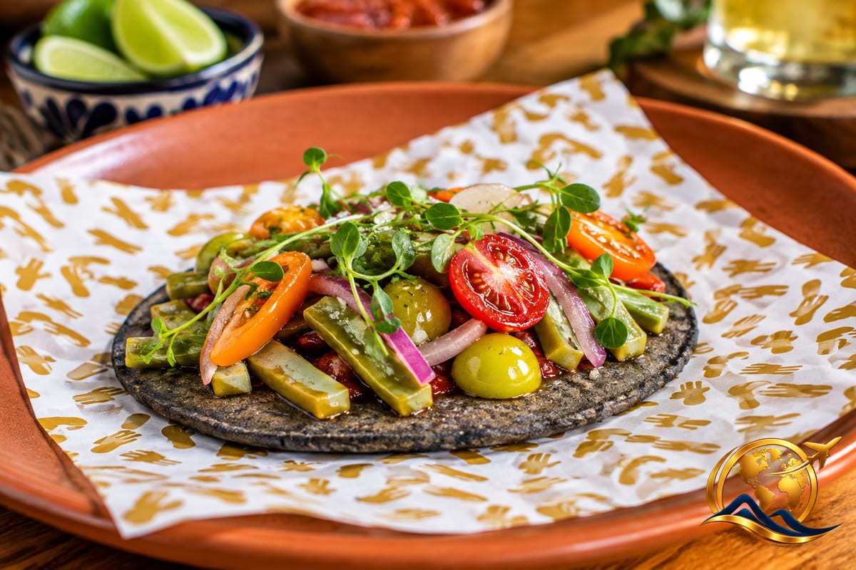 A comal-cooked Mexican dish with vegetables