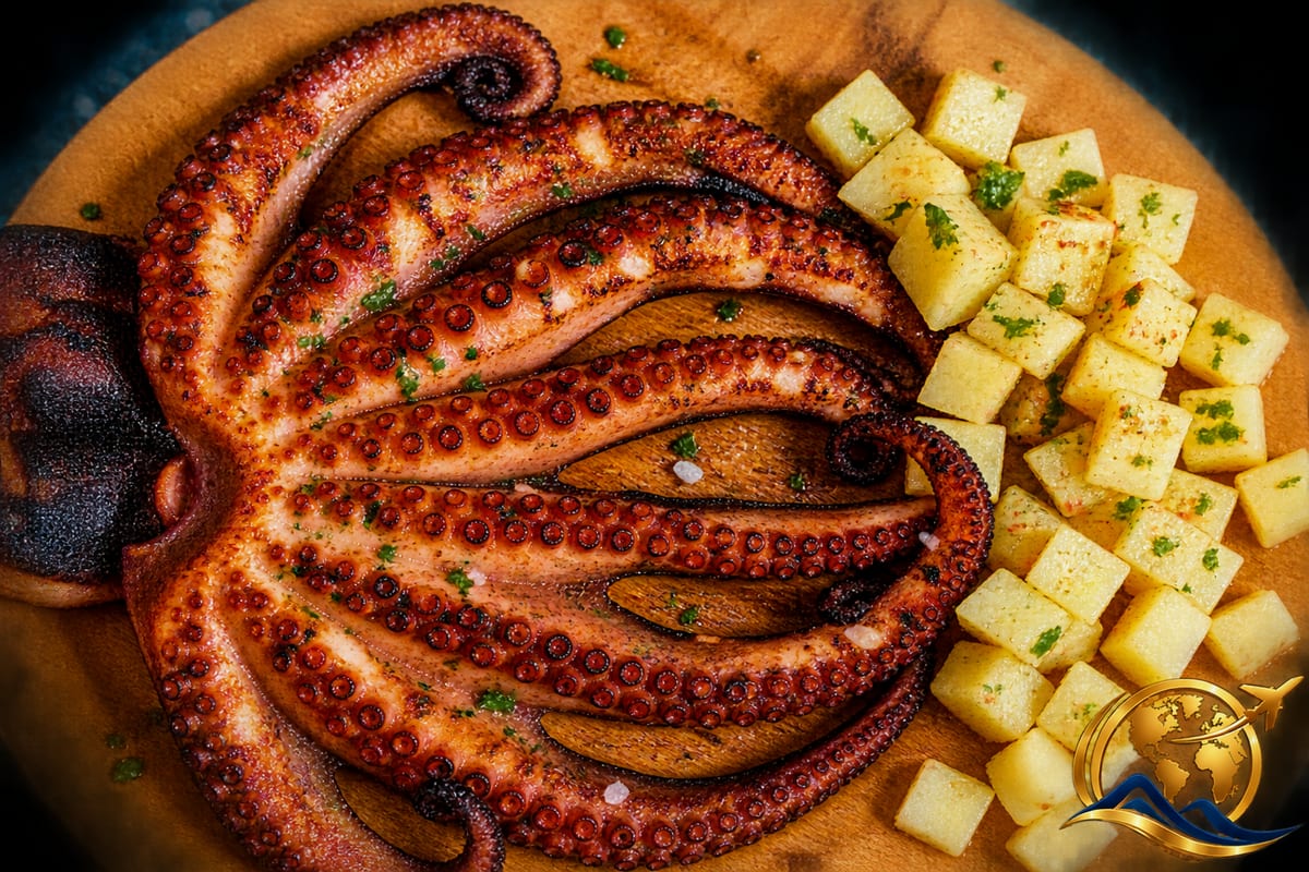 Seafood dish served at a restaurant table