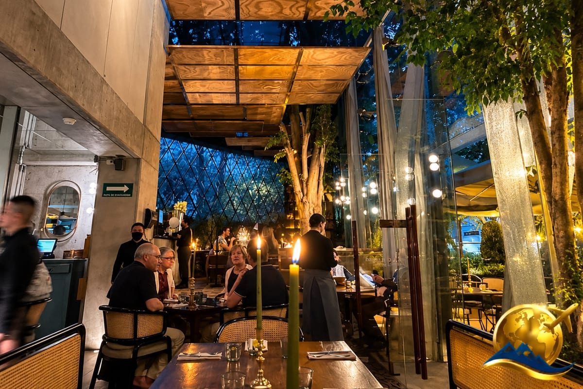 Filigrana dining room with greenery and tables