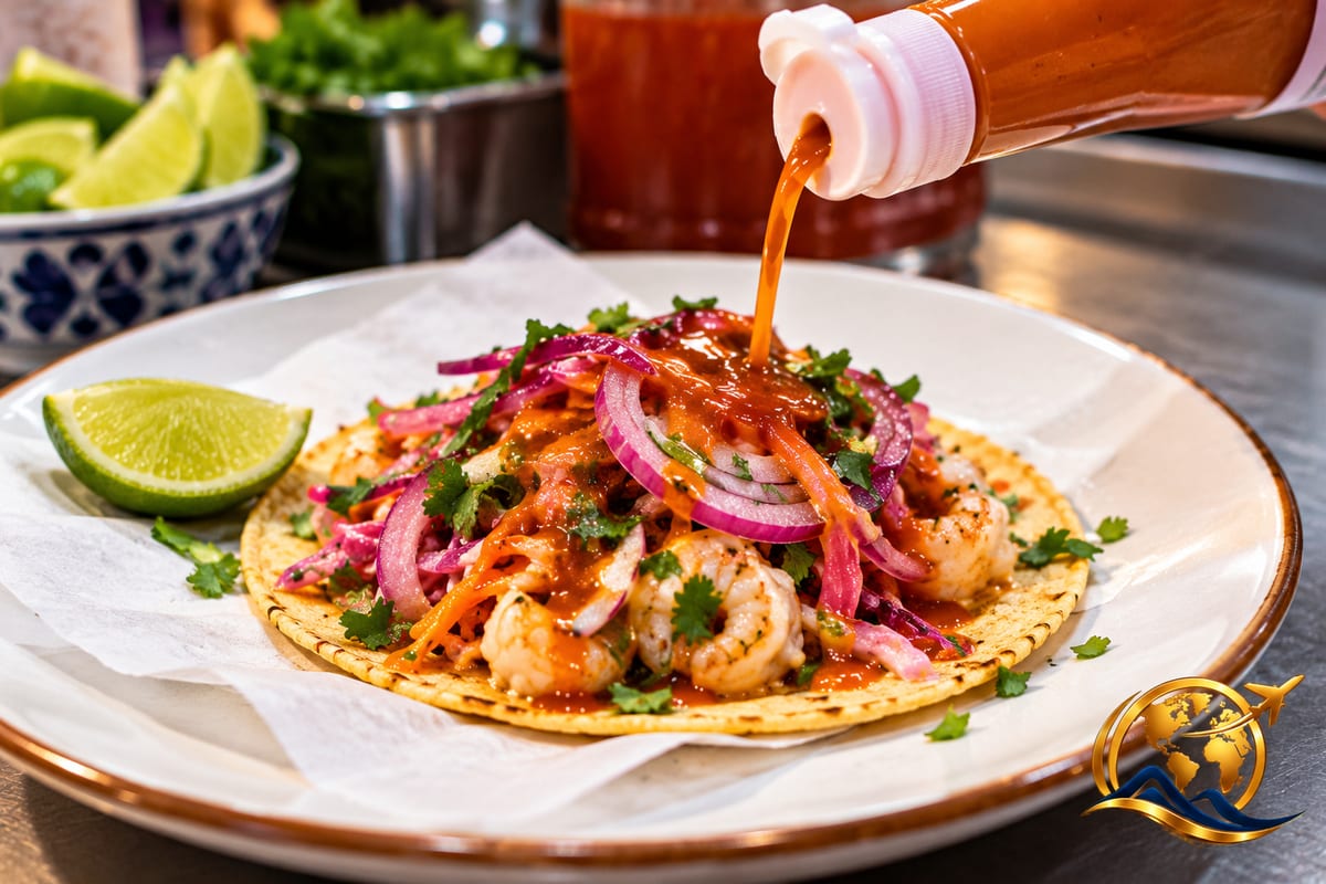 A handmade tortilla dish topped with fresh ingredients
